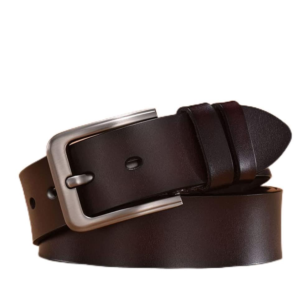 Genuine Leather Men's Belt - Trendy Classic 3.8cm Luxury Belt For Jeans, Work & Dress With Soft Touch Pin Buckle