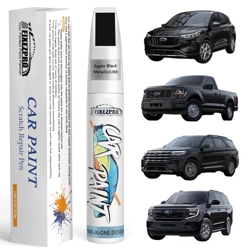 Image of Agate Black Metallic(UM) Touch Up Paint for Ford, Car Paint Scratch Repair Remover Pen Color Exact Match, Quick and Easy Fix Automotive Chips and Nicks Scuff