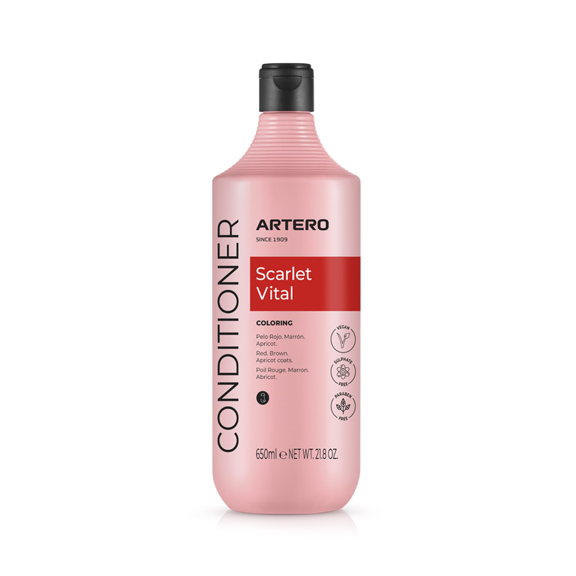 Artero Scarlet Vital Mascarilla Potenciadora de Color para Perros Rojos, Marrones, Chocolate y Apricot, 650 ml