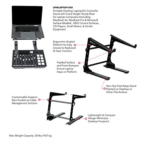 Gator Frameworks Portable Desktop Laptop/Dj Controller Stand With Fixed Height (Gfwlaptop1000),Black #TOP3