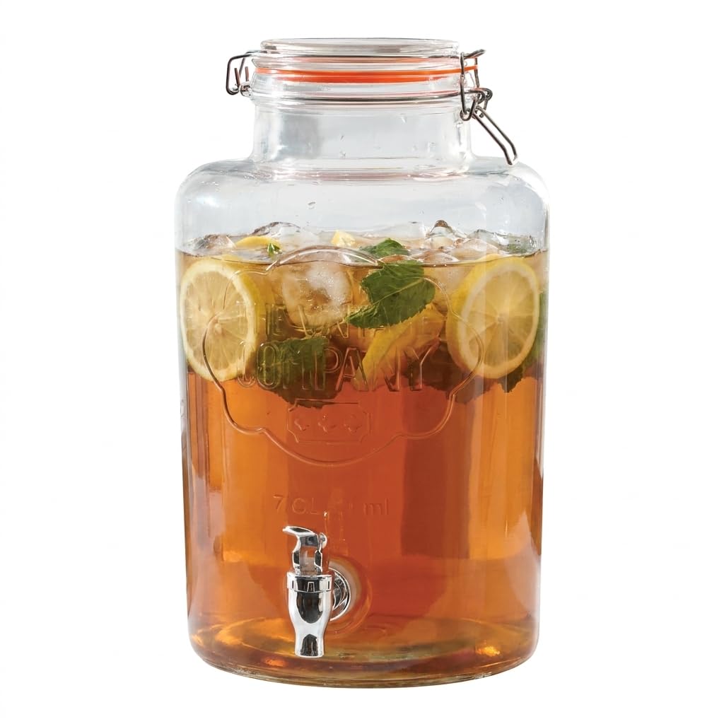 The Vintage Company B 51050 Jumbo Glass Drinks Dispenser | Air Tight Lid and Tap