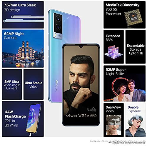 Image of Vivo V21e 5G (Sunset Jazz, 8GB RAM, 128GB Storage) with No Cost EMI /Additional Exchange Offers