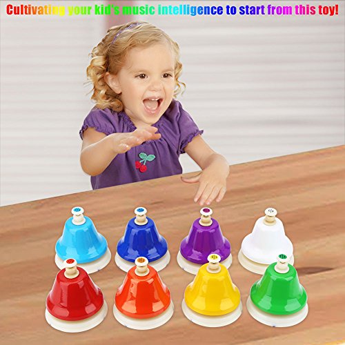 Musik Handbells, Hand Bell 8-Note Metall Bunte Kid Children Musical Toy Percussion Instrument - Image 6