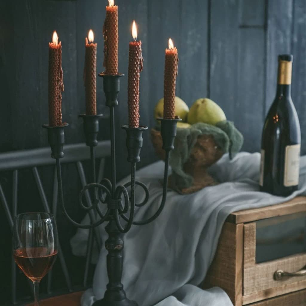 Kerzenhalter für Adventskranz, Kerzenständer Aus Schmiedeeisen, Fünfköpfiger Kerzenständer, Retro-Romantisches Kerzenlicht, Hochzeitsrequisiten, Heim-Desktop-Kerzenhalter Heim-Party-Dekoration