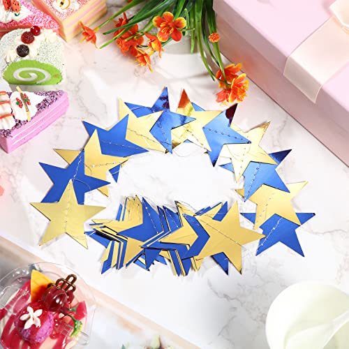 Image of Patelai Glitter Star Garland Banner 2026 Party Decor 130 Feet Star Hanging Streamers Twinkle Backdrop for Classroom Birthday Graduation Wedding Supplies(Blue, Gold)