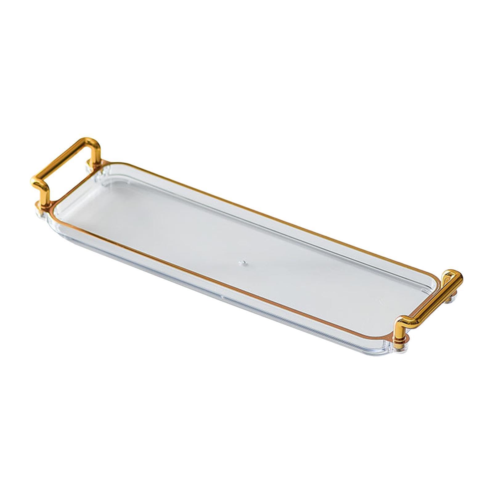 PIXZCSA Multifunctional Serving Tray Stylish For Organizing Jewelry Serving Fruits And Snacks In Home Or Office Decor Tray Fruits Snack Plate Rectangle, Clear