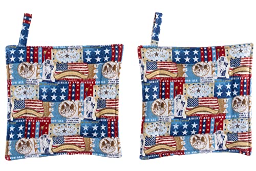 Americana Pride Patchwork Pot Holders, Set Of 2 Potholders For Kitchen Decor #TOP1