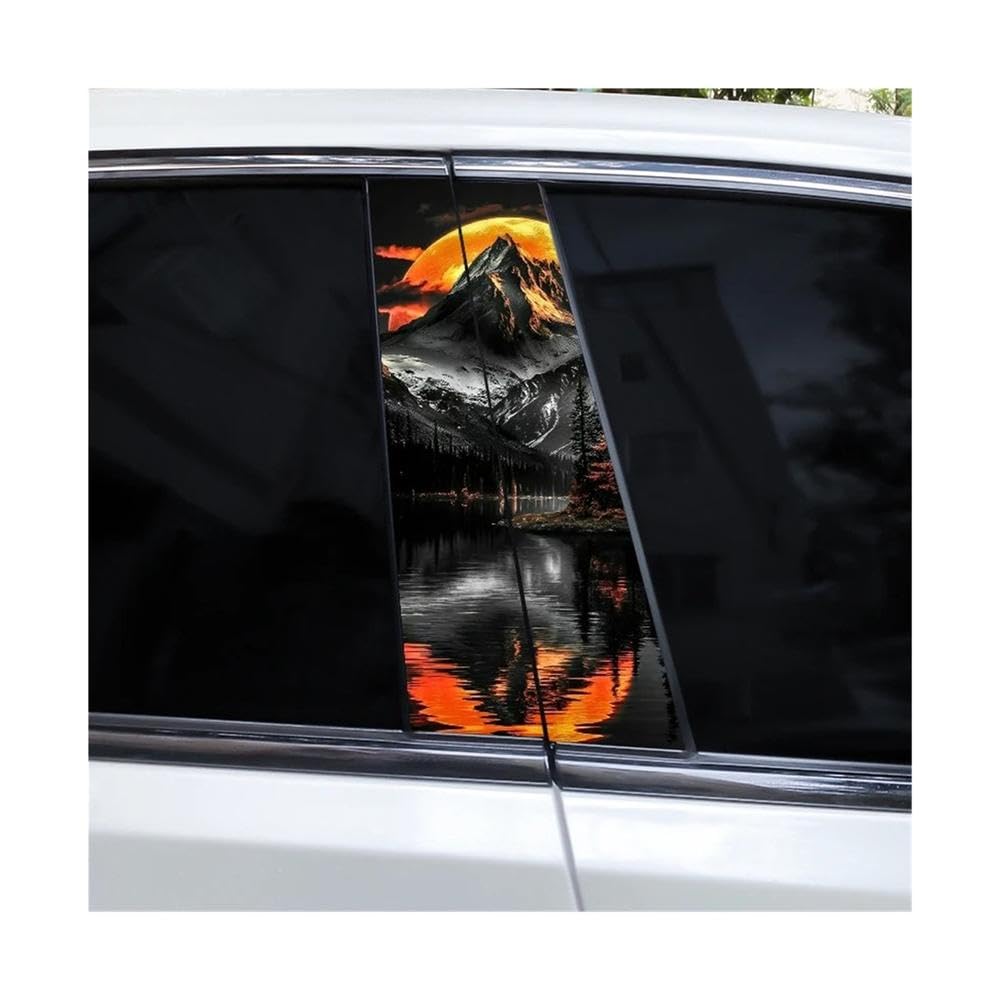 Bertdcx D 2Pcs Moon An Mountain Iy Car Oor Pillar Ecorative Ecal Covering Scratche Auto Parts(D)