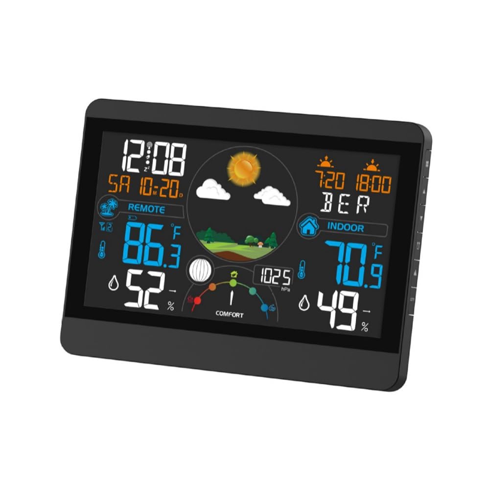 Jnchdghwa Household Digital Weather Station Indoor Outdoor Thermometer Hygrometer Wireless Weather Clock
