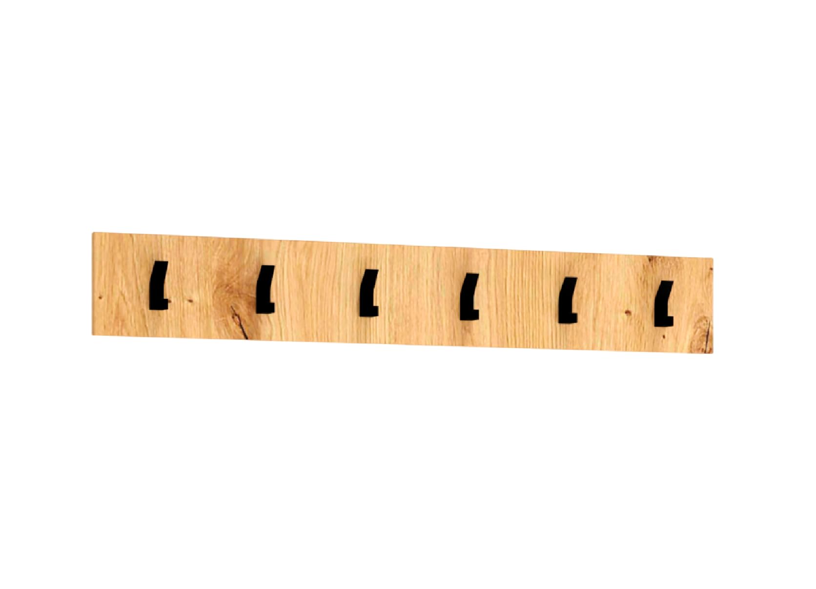 Design Garderobenpaneel HHA-100 Eiche Artisan/Schwarz mit 6 Kleiderhaken 100 x 15 cm Wandgarderobe Garderobe Hakenpaneel Hakenleiste Wandhaken Garderobenleiste Aufhängung für Jacken