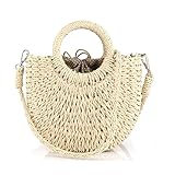 FENBEN Women Straw Crossbody Bag Summer Beach Weave Shoulder Bag Rattan (beige)
