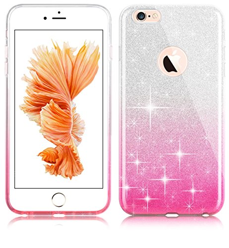 Urberry Iphone 6 Soft Case, Iphone 6s Sparkling Glitter Cover, Light Weight Shinning Case for 4.7 Iphone 6/6s, with a Screen Protector (Hot pink)