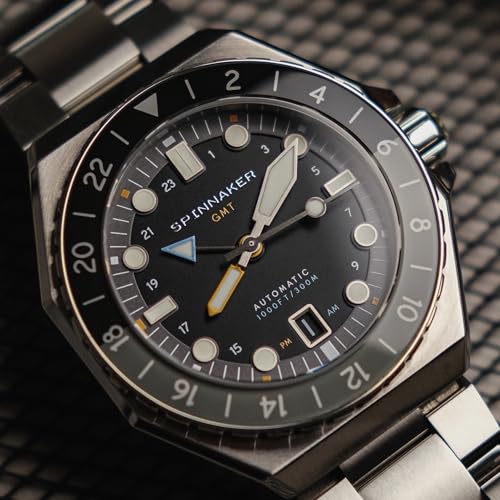 Image of Spinnaker Dumas Men's Automatic GMT Dive Watch - Seiko NH34 Movement, 44mm Stainless Steel Case, Water Resistant 300m, Stainless Steel Bracelet, SP-5119