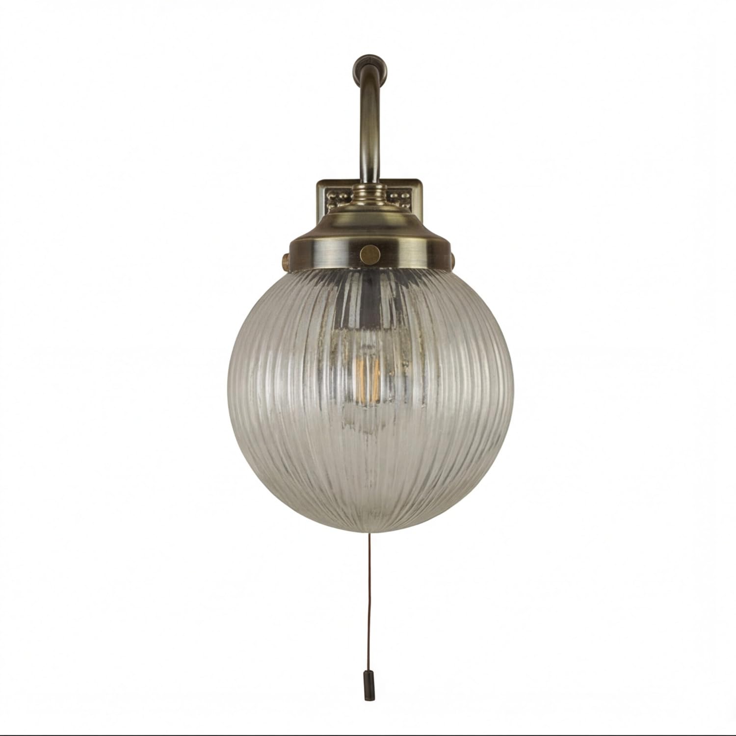 Lampada da parete con interruttore IP44 vetro metallo in ottone anticato H: 27 cm E14 applique bagno luce specchio lampada bagno