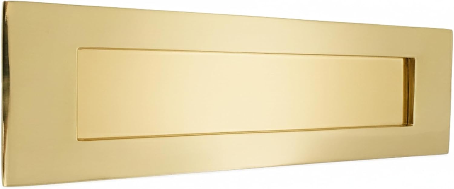 Victorian Solid Brass Traditional Sprung 10" or 12" Letter Postal Knocker Plate - Polished Brass (10" x 3" Letter Plate)