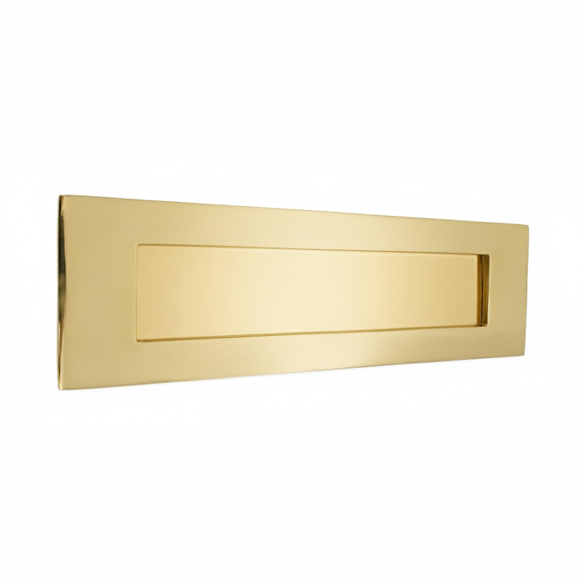 10" or 12" Victorian Solid Brass Traditional Heavy Sprung Letter Plate - Polished Brass (10" x 3" Letter Plate)