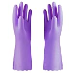 Alimat PluS 1 Pack Reusable Cleaning Gloves Latex Free, Dishwashing Gloves with Cotton Flock Liner and Embossed Palm, Waterproof Household Gloves for Laundry, Gardening(Purple)