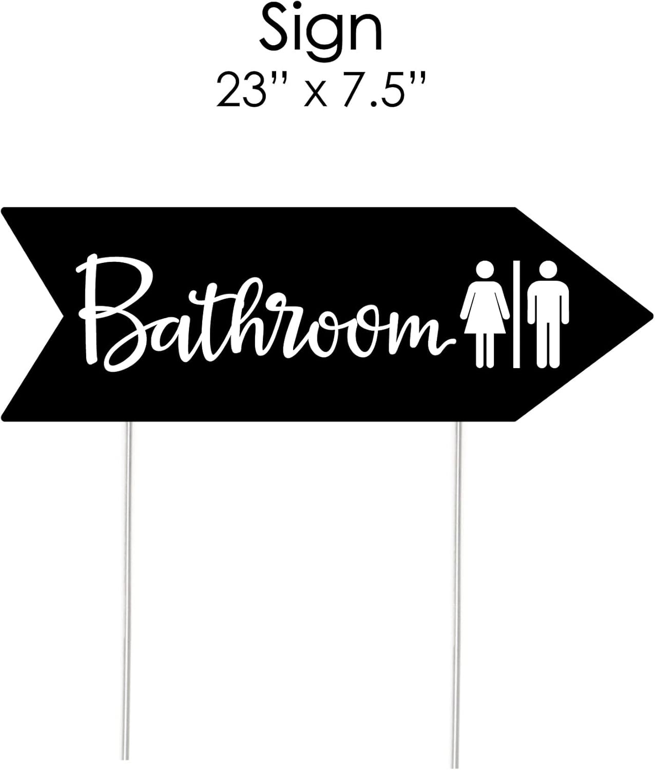 Big Dot of Happiness Black Wedding Bathroom Signs - Wedding Sign Arrow - Double Sided Directional Yard Signs - Set of 2 Bathroom Signs