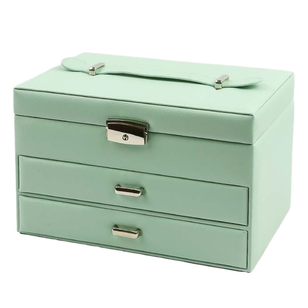 Boîte à Bijoux, Présentoir à Bijoux, Jewelry Box Three-Layer Leather Jewelry Box Jewelry Storage Box Jewelry Suitcase Drawer-Type Jewelry Packaging Box Jewellery Box(Blue)
