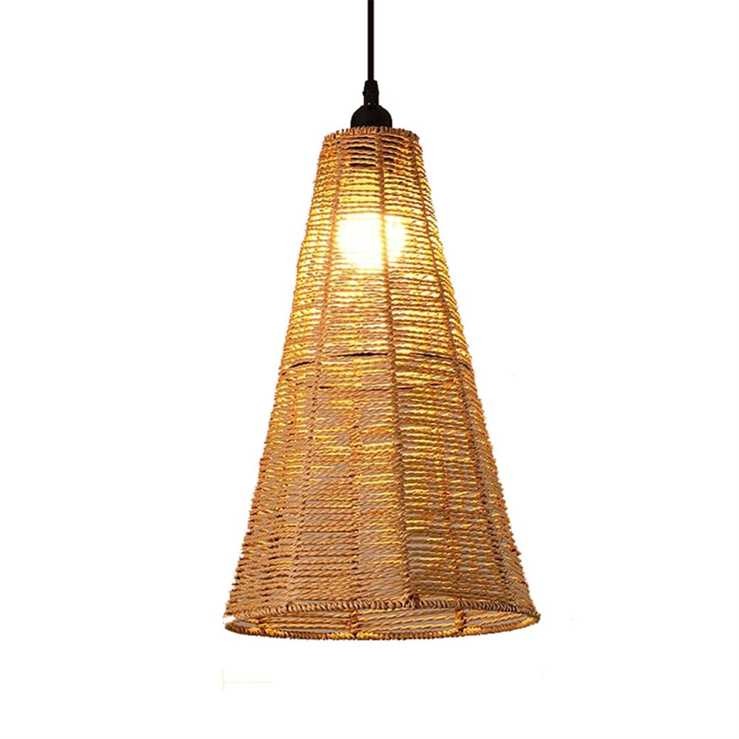 CWVYKNP Vintage Cone Hanging Lighting for Kitchen Island, Foyer Farmhouse Rustic Rattan Woven Pendant Light Nursery Bedroom Woven Hanging Light Fixture Bulb NOT Included