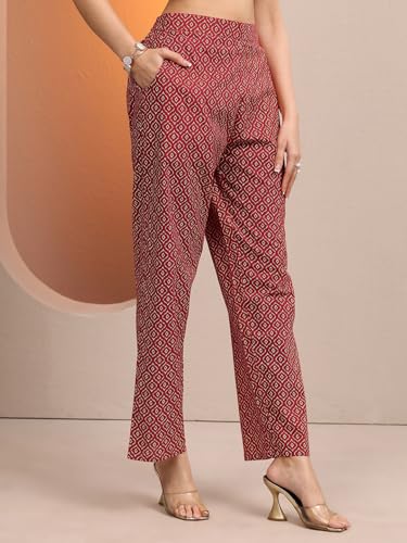 Image of Libas Printed Cotton Straight Kurta With Trousers and Dupatta | daily wear suit