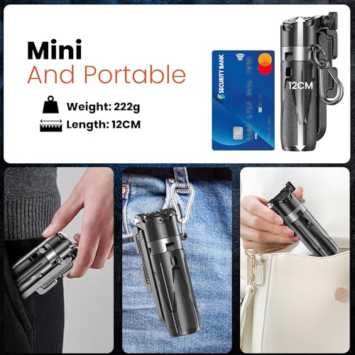 Image of WeCool 4 in 1 Mini Selfie Stick for Mobile, Tripod Stand with One-Click Auto OpenLegs, Premium Aluminum Build 5Section Telescopic Pole, 360Rotation,Rechargeable Remote, Pocket-size for Travel,Vloging