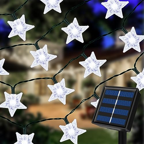 Ninonly Solar Star String Lights, 7m 50 LED, 8 Modes, Waterproof Outdoor Garden Lights for Christmas Wedding, Yard, Patio