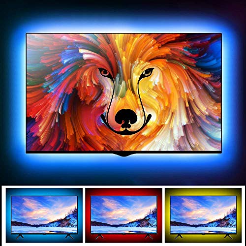 TV LED Backlight, Juhefa Color Changing USB Strip Lights for 32-60inch TV,Bias Lighting Kit with RF Remote & Strong Adhesive Tape for Home/Room/Kitchen Decor (RGB,6.56Ft)