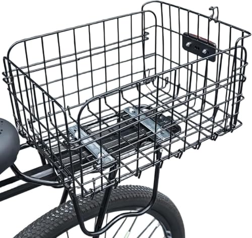 HongzyFirmマウンテンバイク用折りたたみ自転車リアバスケット、棚フレーム、ユニバーサル野菜バスケット、折りたたみ式、大容量、組み立て簡単、ポータブル、軽車両用 (リアバスケット)