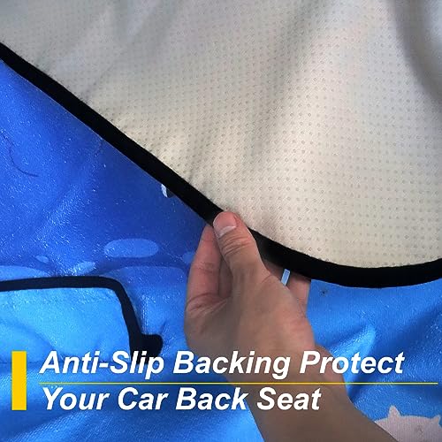 Image of Back Seat Cover for Car Trucks Van SUV Jeep,Waterproof Rear Bench Towel Seat Covers for Dogs and Kids,Automotive Backseat Protector (Seaworld)