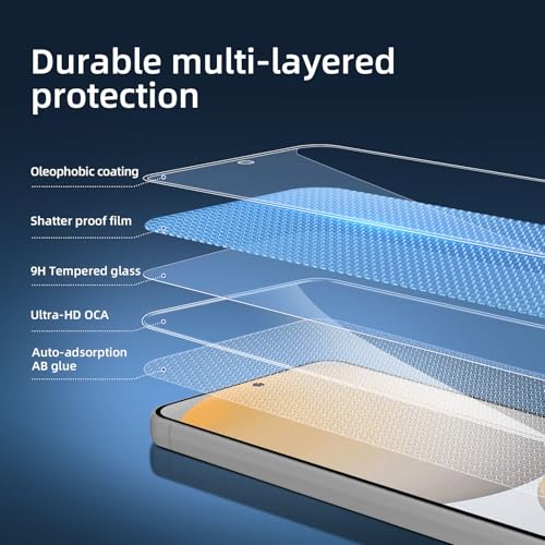 Image of NEW'C 3 Pack Designed for Samsung Galaxy S24 FE 5G Screen Protector Tempered Glass, Bubble Free, Ultra Resistant