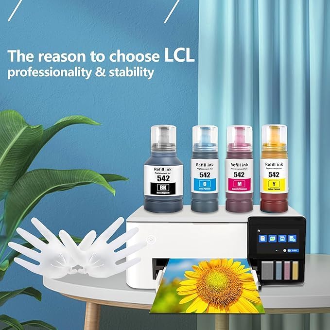 Miniatura 3 de LCL Compatible 542 T542 EcoTank Ink Ultra Alta Capacidad Botella Color Combo Pack (T542520-S) Reemplazo para EcoTank Pro ET-5150 ET-5170 ET-5180