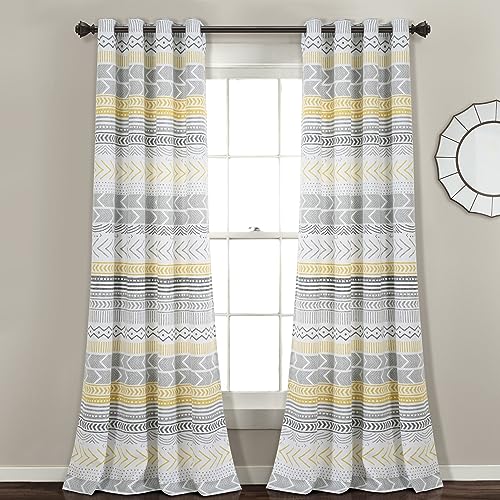 Lush Decor Hygge Geo Light Filtering Window Curtain Panel Pair, 84