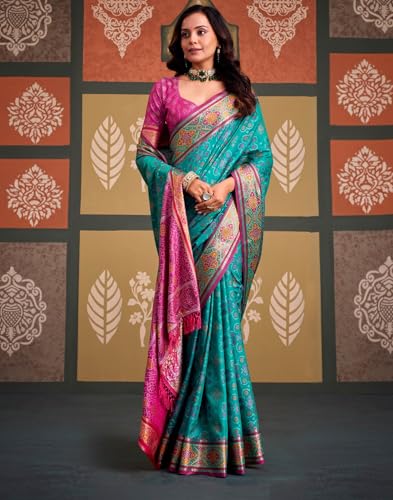 Image of MADHUHANSH Women's Cotton Linen Saree with Unstitched Blouse Piece and Floral Printed Pattern | Women Saree for Special Occasion | Stylish Modern Sarees