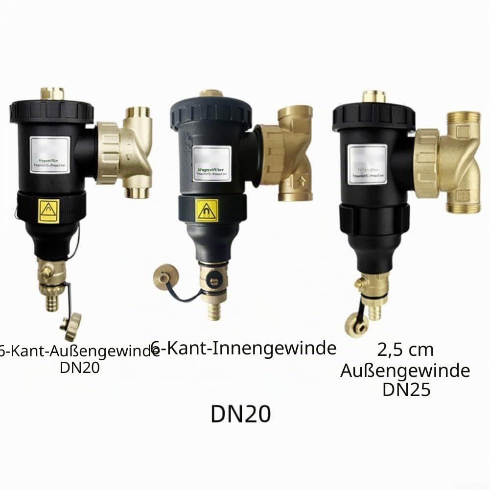 Magnetischer Heizungswasserfilter,Messing, mit Edelstahl-Mesh, Schlamm- und Rostabscheider für Heizkessel und zentrale Warmwasseranlagen, 1-stufige Filtration(DN25/1 inch female)