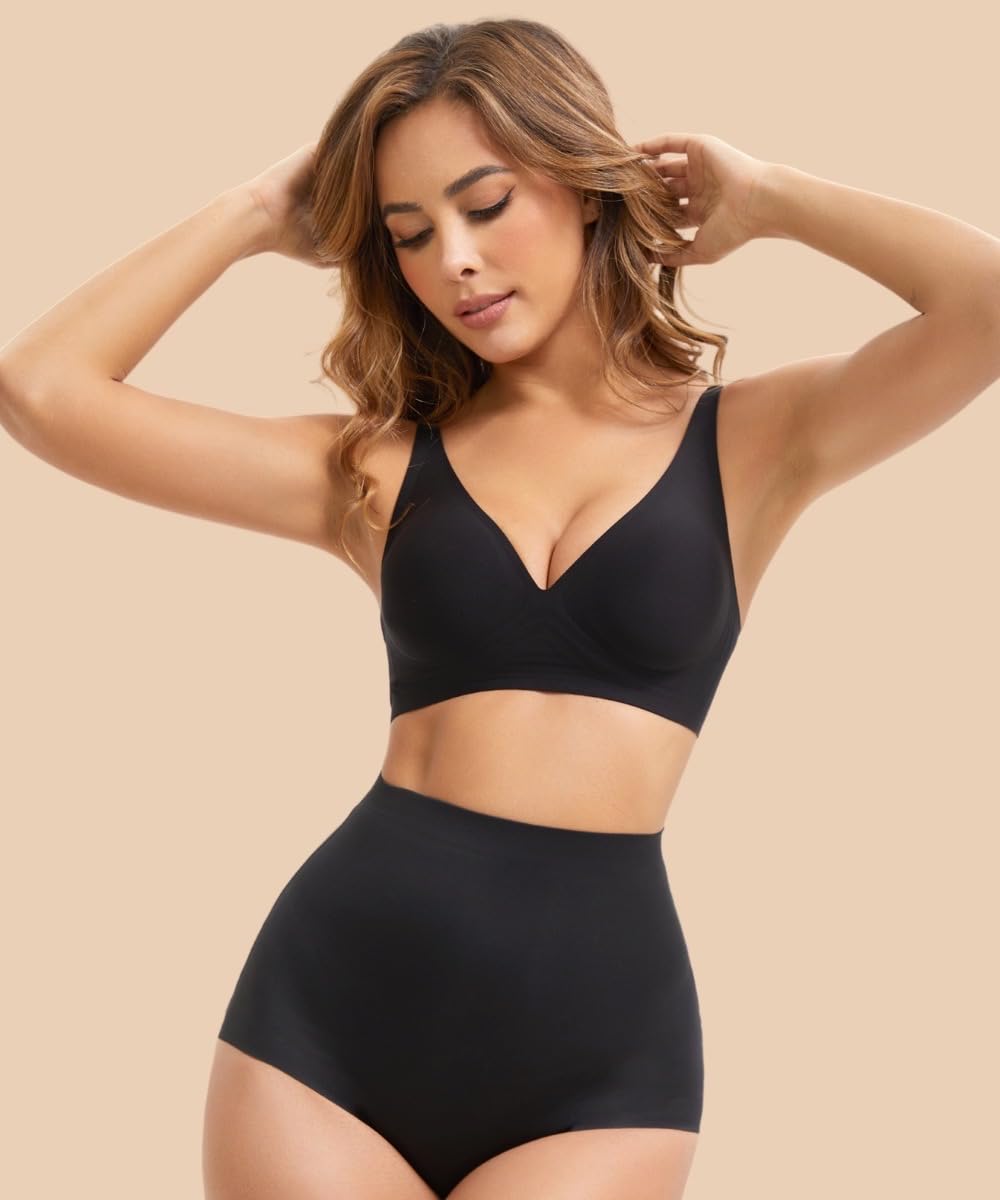ANAISSA Sujetador Sin Aros con Realce Soft Stretch 2Ud. Sujetador Push Up Invisible con Copas Extraíbles. Sostenes de Mujer Sin Costuras. Sostenes de Mujer Sin Aros. Máximo Soporte y Comodidad