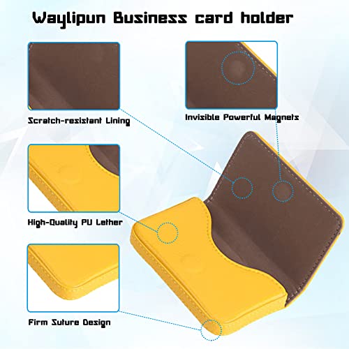 Waylipun Business Card Holder, PU Leather Business Card Case - Image 3