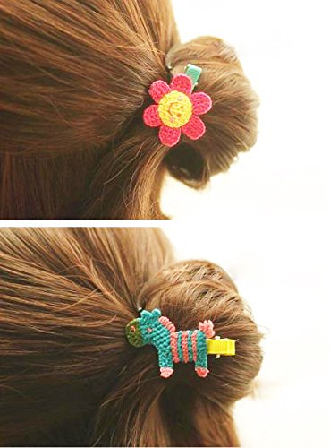 Rimobul 15 Pcs Handmade Crocheted Animal Theme Mini Hair Clips For Kids (Animal Theme) #TOP1
