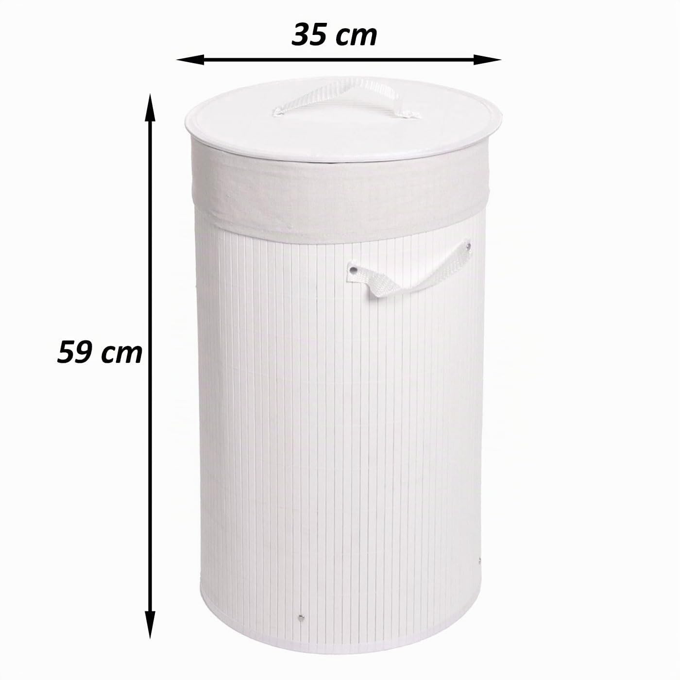 Cesta borsa portabiancheria bagno elegante HWC-C21 legno bambù 50l - bianco