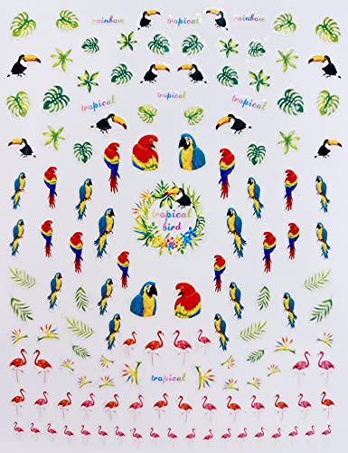 Demishop Cute Tropical Birds Nail Stickers & Decals #TOP1