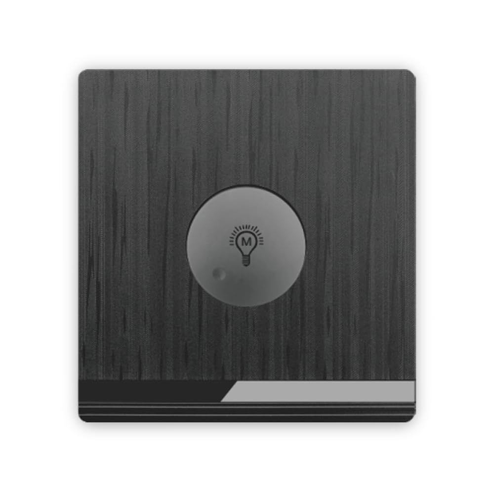 EFFIE V.M.A.X V5-Series Intelligent Dimmer Light Switch, Single Round Push Button, Round Edge, 3x3 cm, Black Finish, with Memory Function