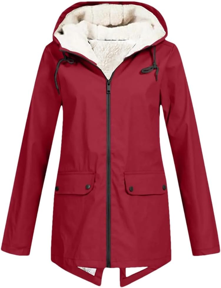 Women Long Insulated Jacket Solid Thickening Outdoor Plus Size Hooded Outerwear