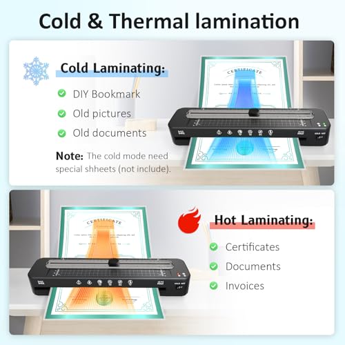 Image of 13 Inch Laminator Machine - 11x17 Laminator with 100 Sheets, Cold & Thermal, Built-in Paper Cutter & Corner Rounder, A3 Laminating Machine for Classroom & Home Office