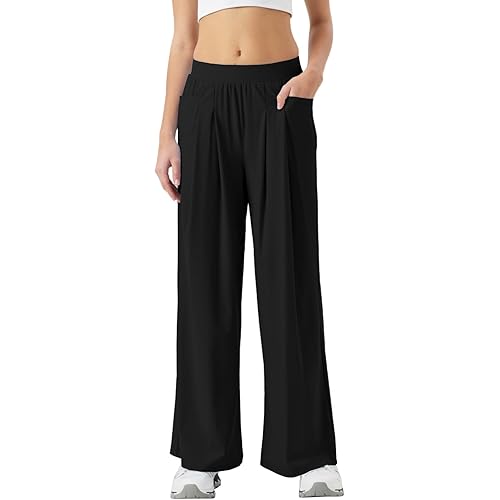 26"/28" Inseam Petite Womens Wide Leg Sweatpants Lightweight High Rise Upf50 Loose Thin Cool Summer Pants with Pockets 2025