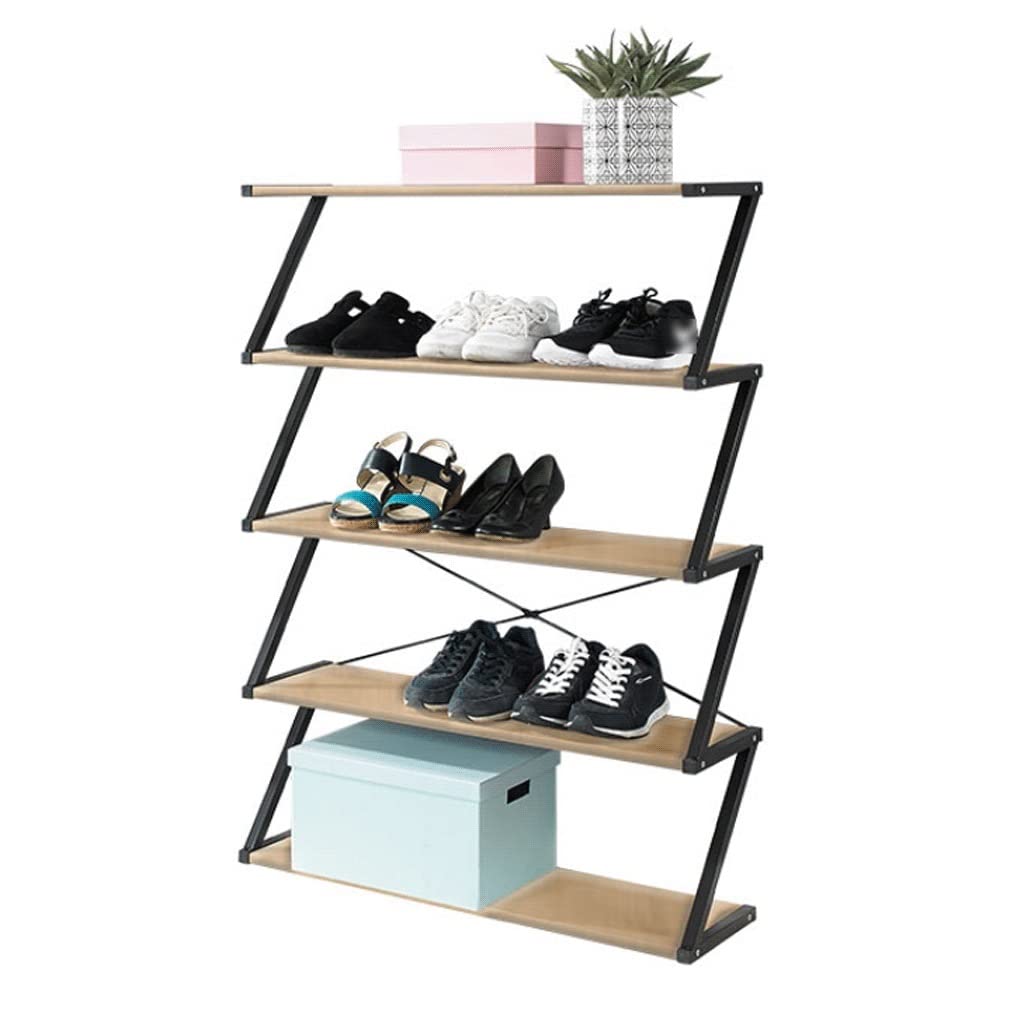 Organisateur de rangement en métal doré étagère debout 5 niveaux pour chaussures