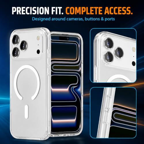 Image of MAGA Back Case Cover for Apple iPhone 17 Pro, Crystal Clear Magnetic Case Compatible with MagSafe, Hybrid Hard PC Back & Soft TPU Bumper, Shockproof Protective Cover - Clear