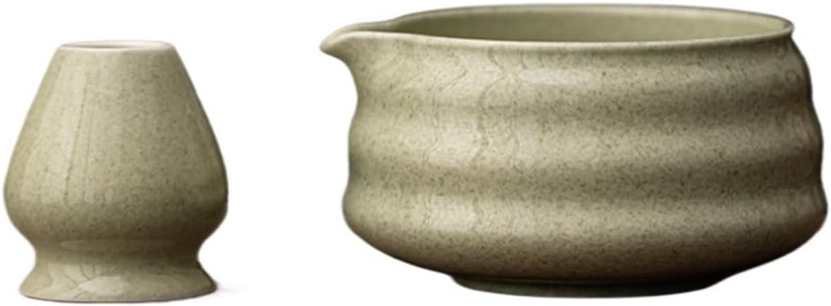 2/4pcs Matcha Mixer Set Whisk Teaware Kit, Ceramic Cha Bowl With Mouth And Matchas Sets Accessory(2pcs DGreen)