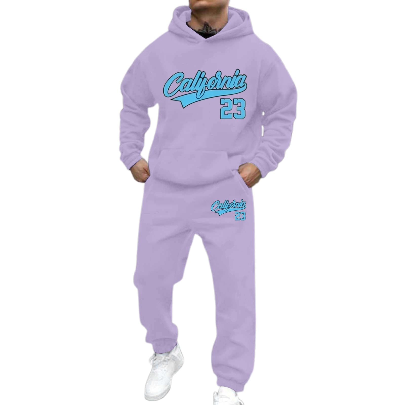 Ensemble deux pièces homme tenue à imprimé violet clair chic taille S - 5