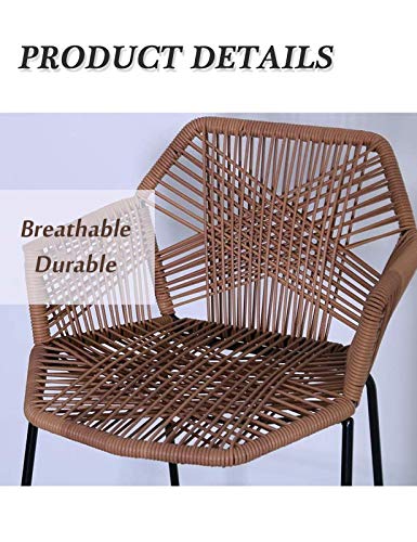Tabourets de bar en rotin haut de gamme, chaise de salle à manger durable - 4