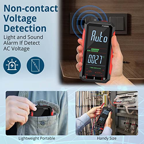 Allmeter Usb Rechargeable Smart Digital Multimeter 6000 Counts Large Display Auto-Ranging With Capacitance Ac/Dc Voltmeter Resistance Ncv Temperature Continuity Diode Live Check Electric Tester Tool #TOP3